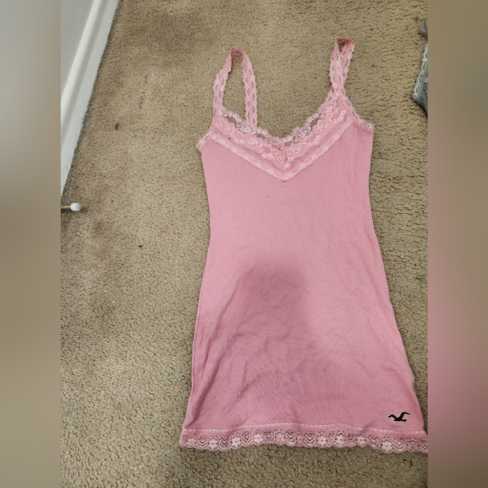 Pink Lace Trim Hollister Tank Top